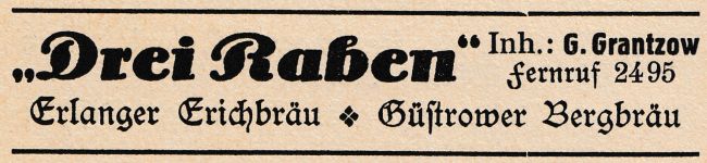 1939 - Adressbuch Güstrow - Drei Raben