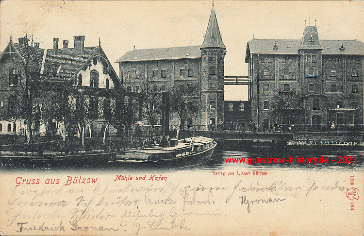 1899 - Bützow - Mühle und Hafen