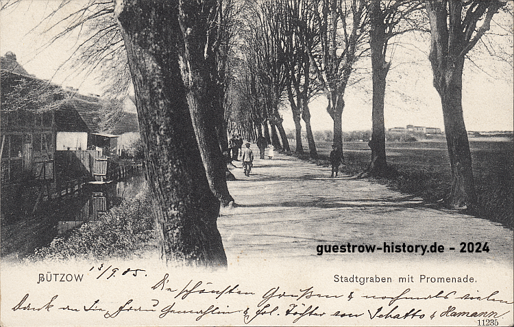 1904 - Bützow - Stadtgraben mit Promenade