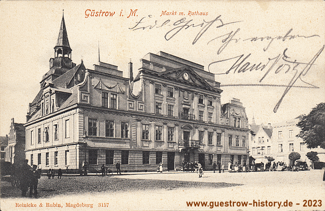 1905 - Güstrow - Markt mit Rathaus