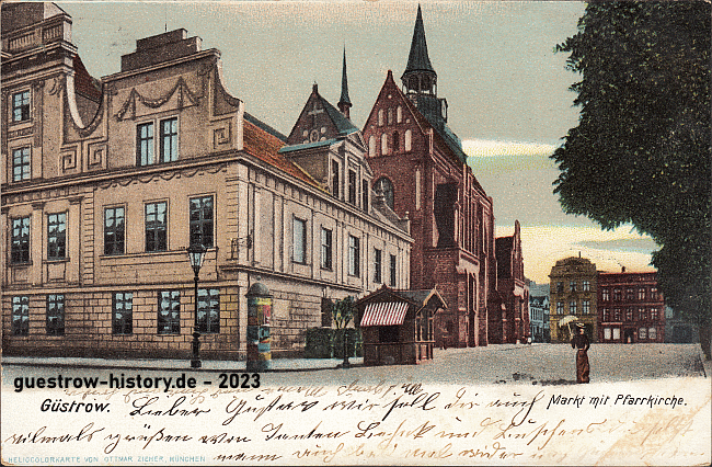 1906 - Güstrow - Markt mit Pfarrkirche