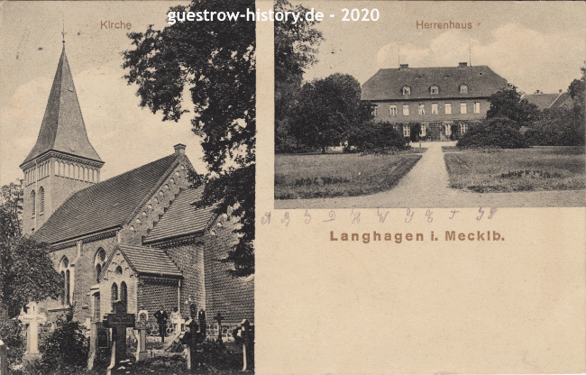 1911 - Langhagen - Kirche und Herrenhaus