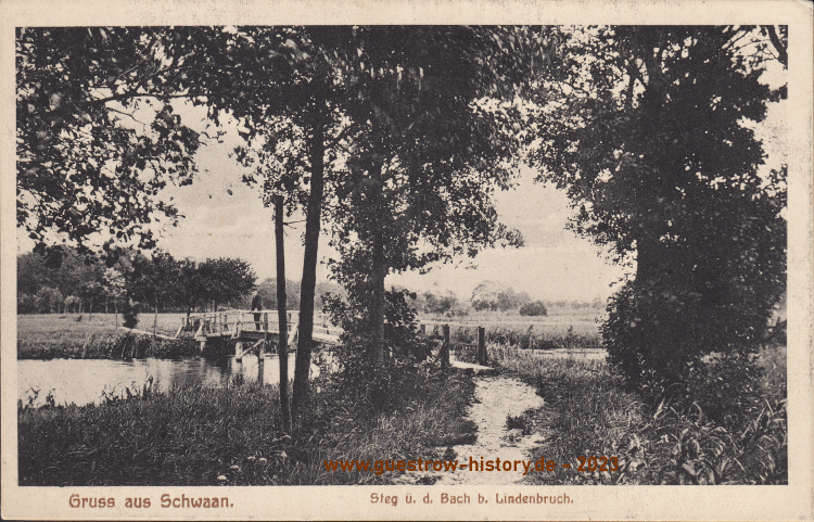 1915 - Schwaan - Steg über den Bach beim Lindenbruch