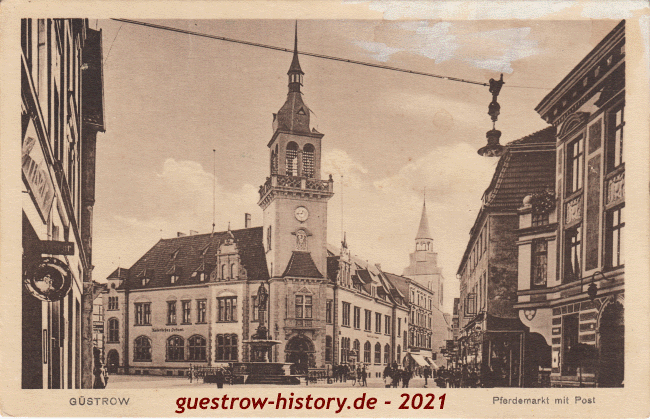 1917 - Güstrow - Pferdemarkt mit Post