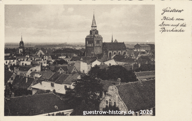1930 - Güstrow - Blick vom Dom auf die Pfarrkirche