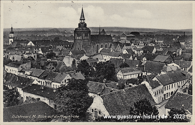 1938 Güstrow - Blick zur Pfarrkirche