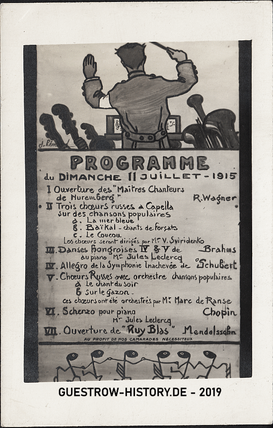 1915 Kriegsgefangenenlager Güstrow - Konzertplakat 1915
