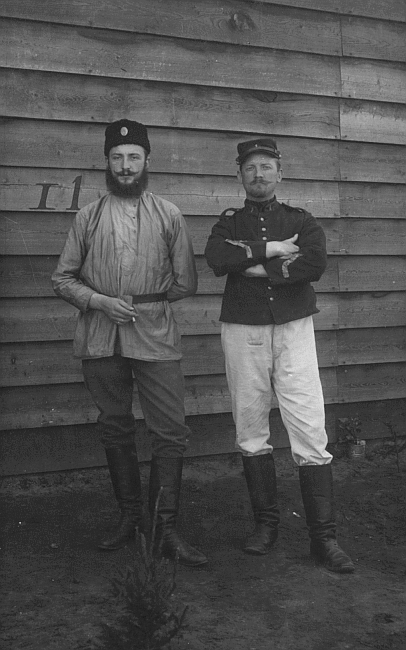 1916 - Güstrow - Kriegsgefangenenlager - Porträt Jean Marchand und Charles Lebez