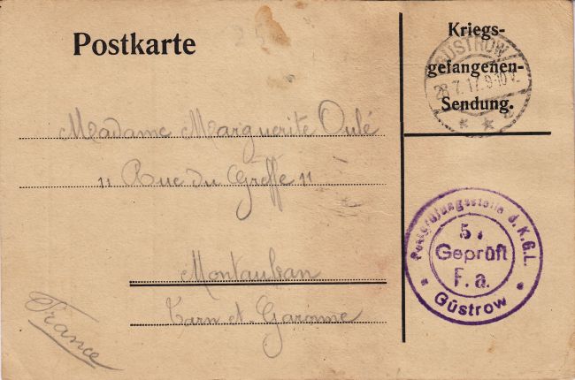 1917 postkarte montauban vs