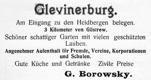 1910 - Anzeige Glevinerburg G. Borowsky