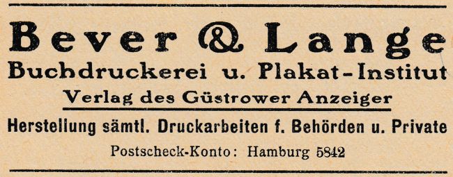 1921 - Adressbuch Güstrow - Bever & Lange