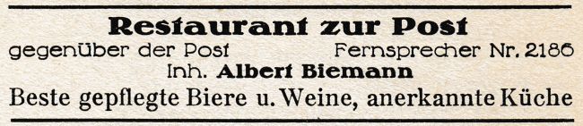 1931 ADB Zur Post Albert Biemann