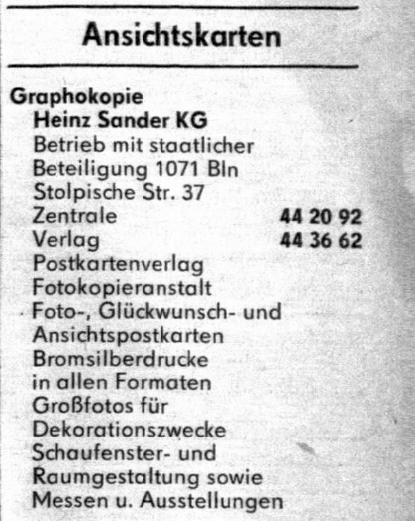 1966 TFB Berlin Heinz sander KG